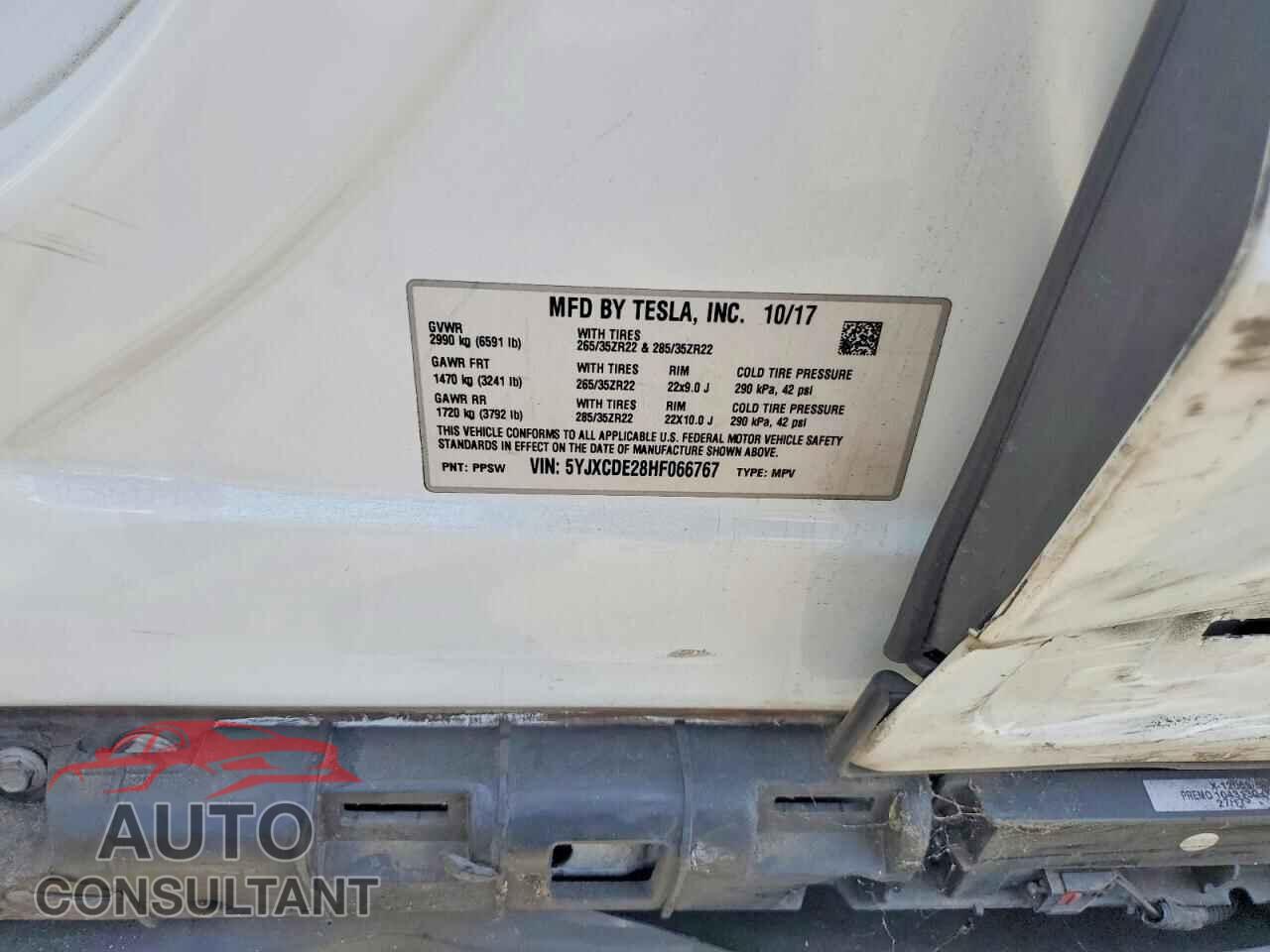 TESLA MODEL X 2017 - 5YJXCDE28HF066767
