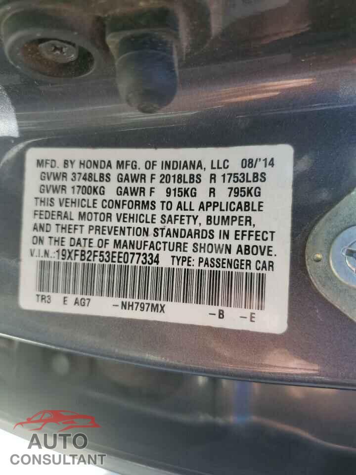 HONDA CIVIC 2014 - 19XFB2F53EE077334