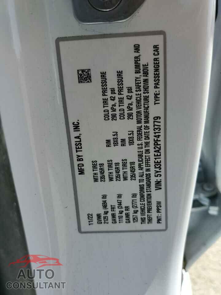 TESLA MODEL 3 2023 - 5YJ3E1EA2PF413779