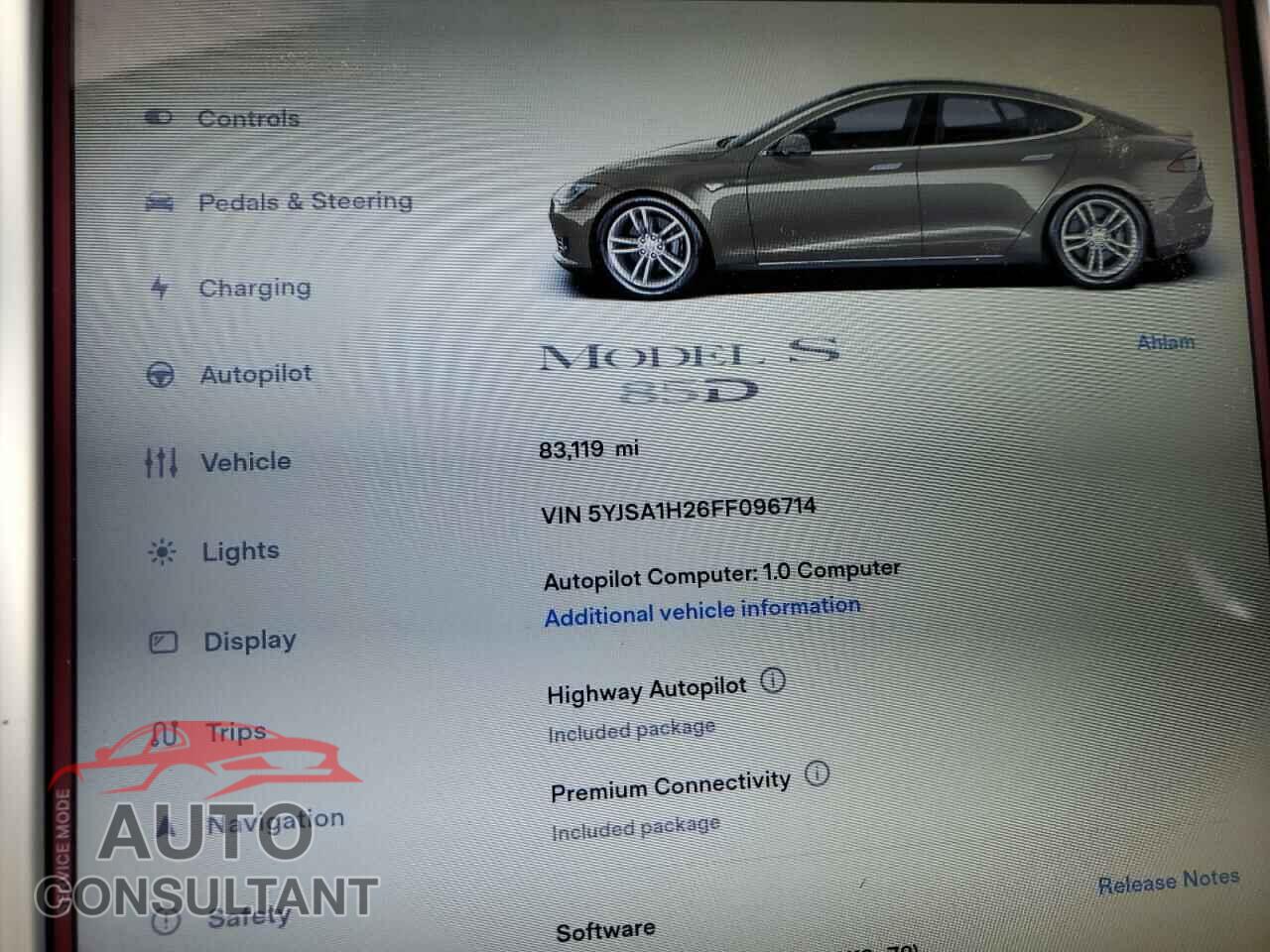 TESLA MODEL S 2015 - 5YJSA1H26FF096714