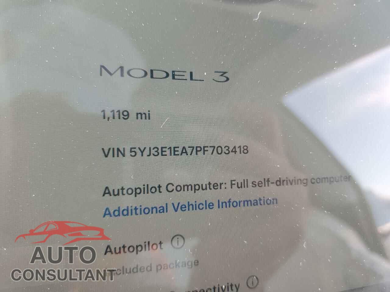 TESLA MODEL 3 2023 - 5YJ3E1EA7PF703418