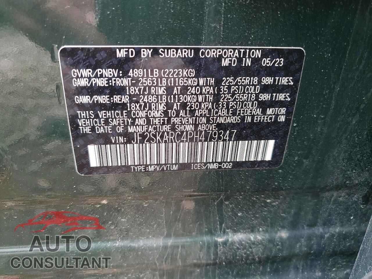 SUBARU FORESTER 2023 - JF2SKARC4PH479347