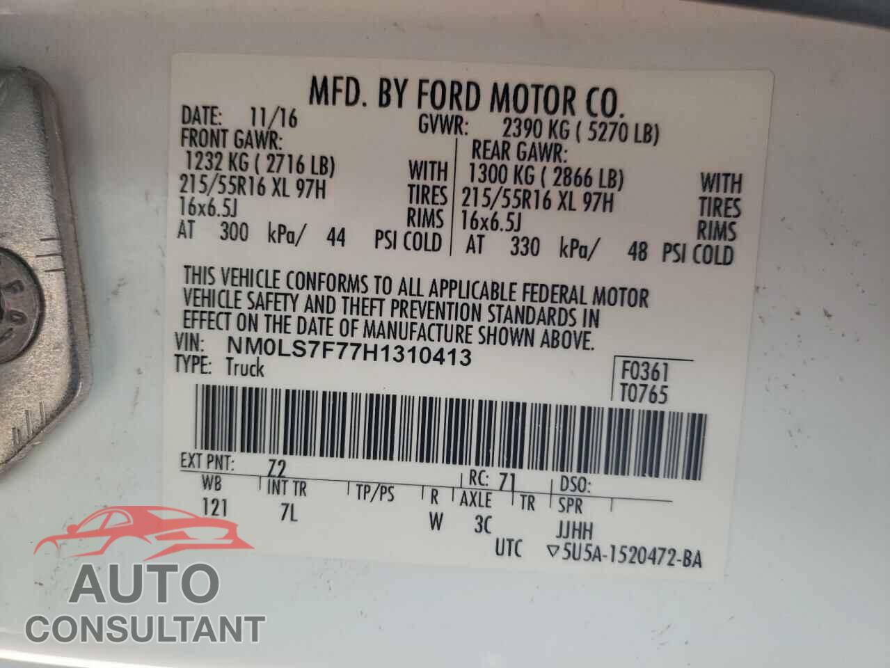 FORD TRANSIT 2017 - NM0LS7F77H1310413