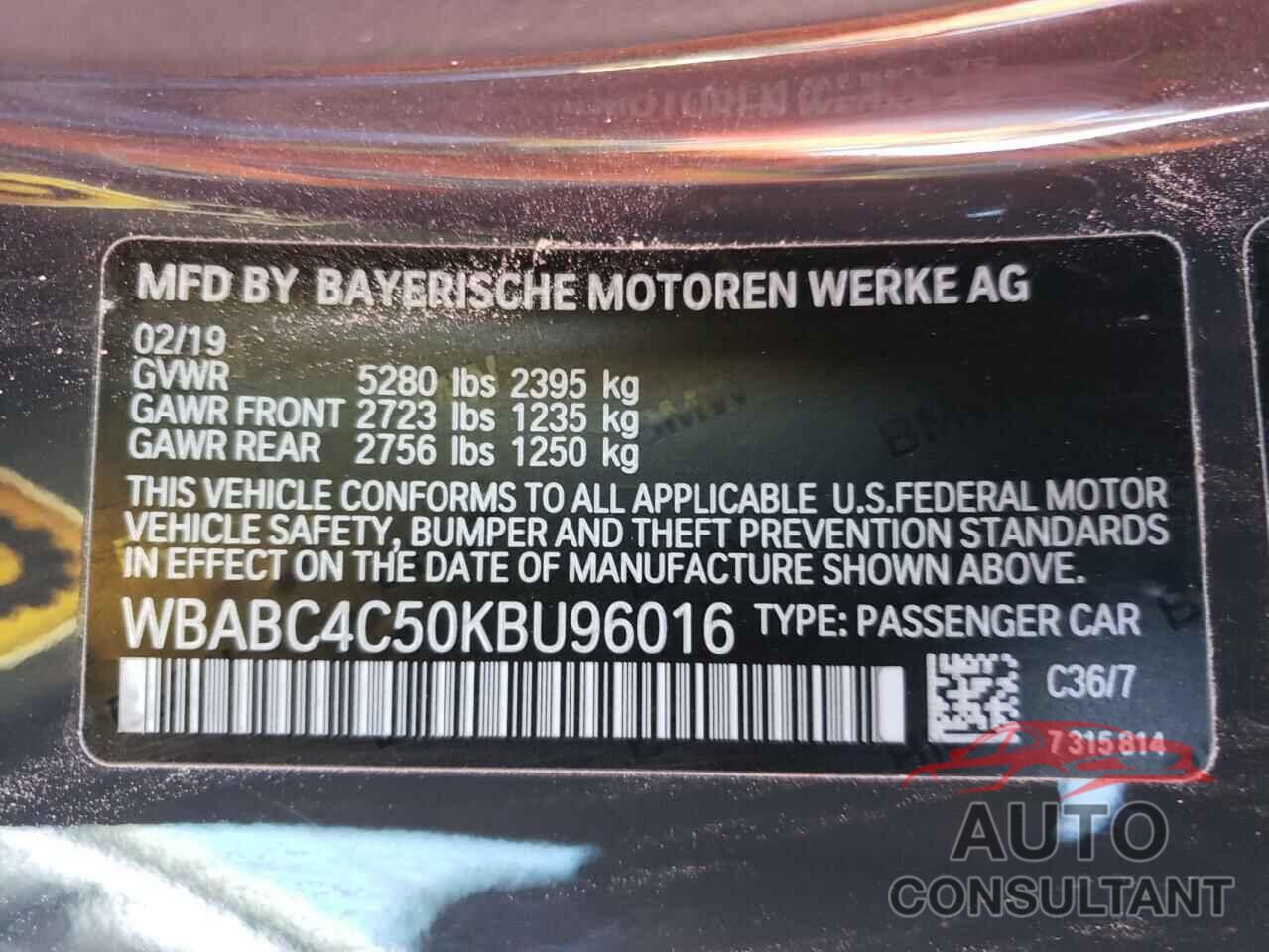 BMW M8 2019 - WBABC4C50KBU96016
