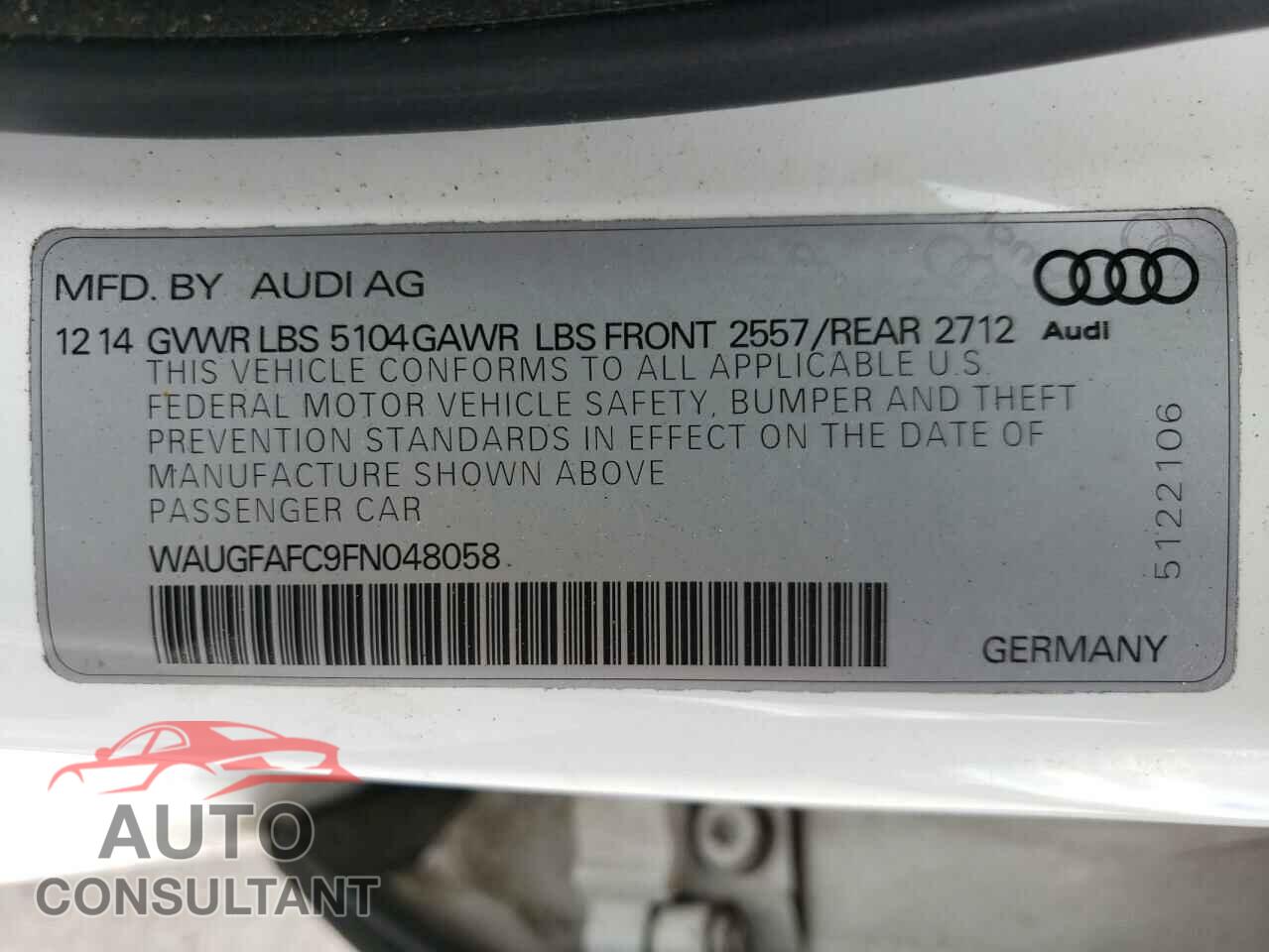 AUDI A6 2016 - WAUGFAFC9FN048058