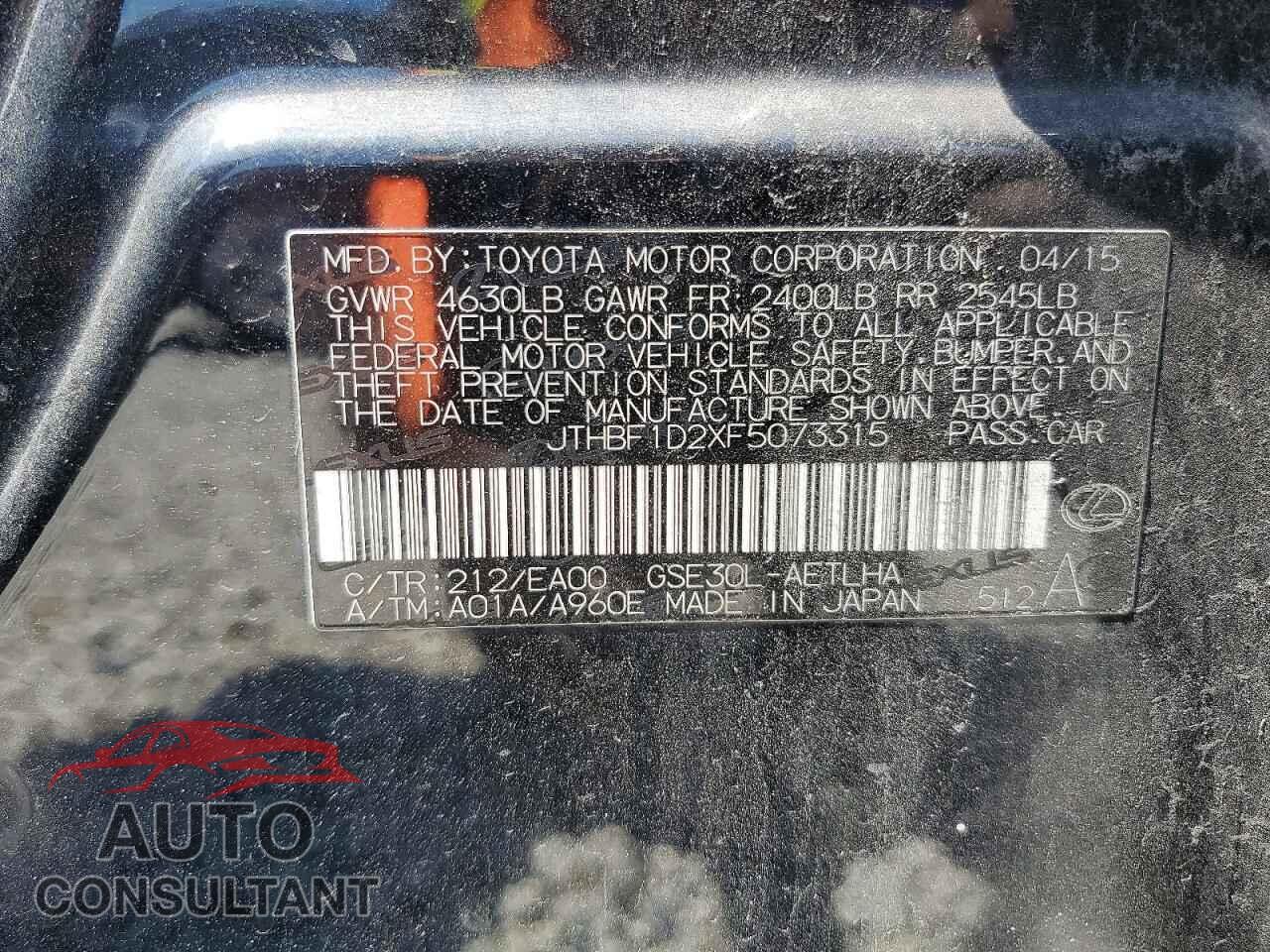 LEXUS IS 2015 - JTHBF1D2XF5073315