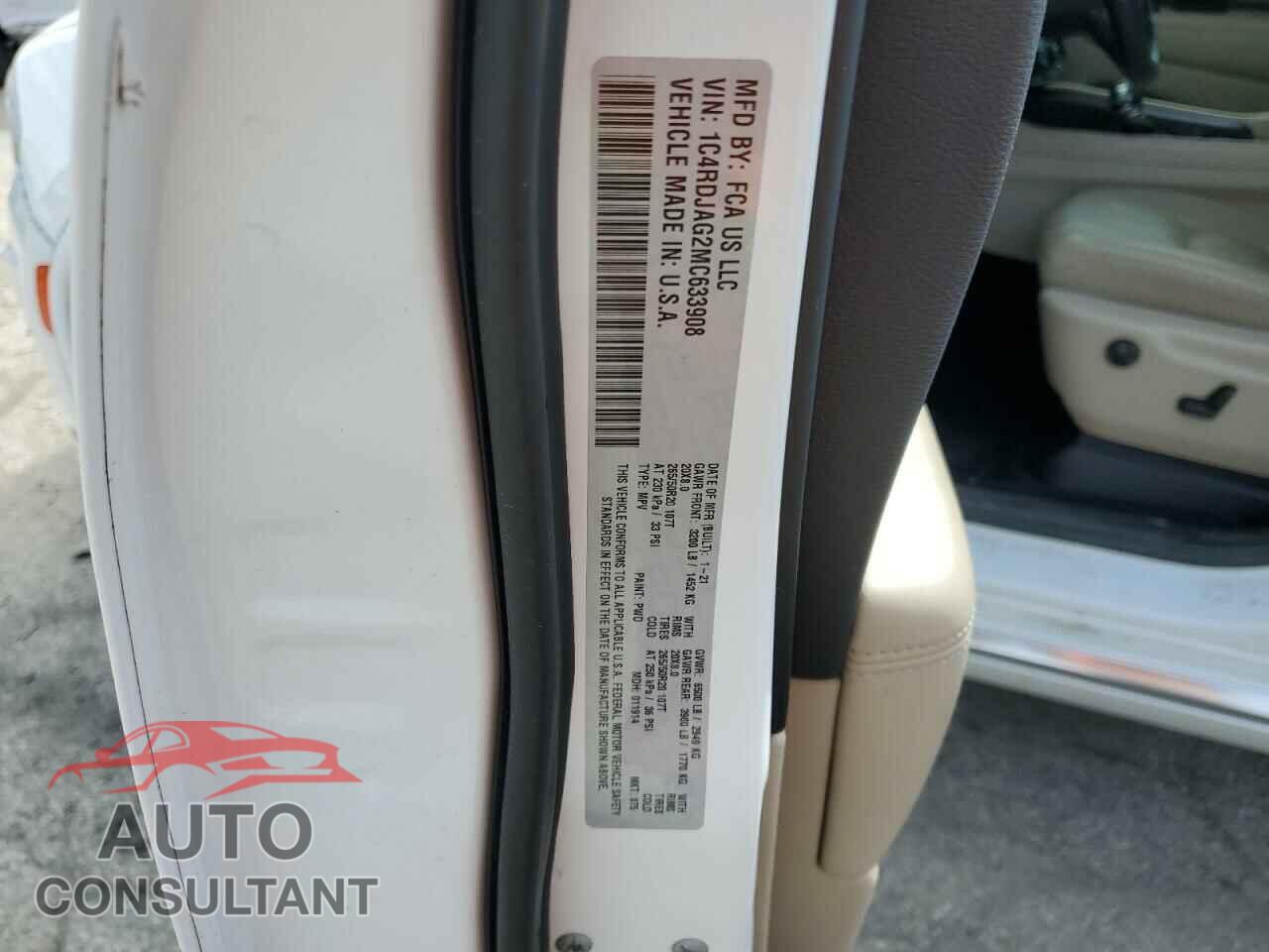 DODGE DURANGO 2021 - 1C4RDJAG2MC633908