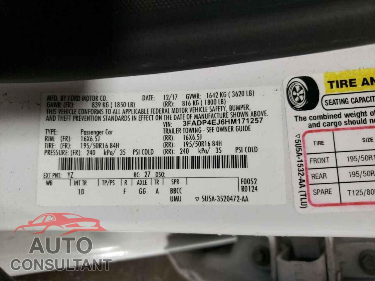 FORD FIESTA 2017 - 3FADP4EJ6HM171257