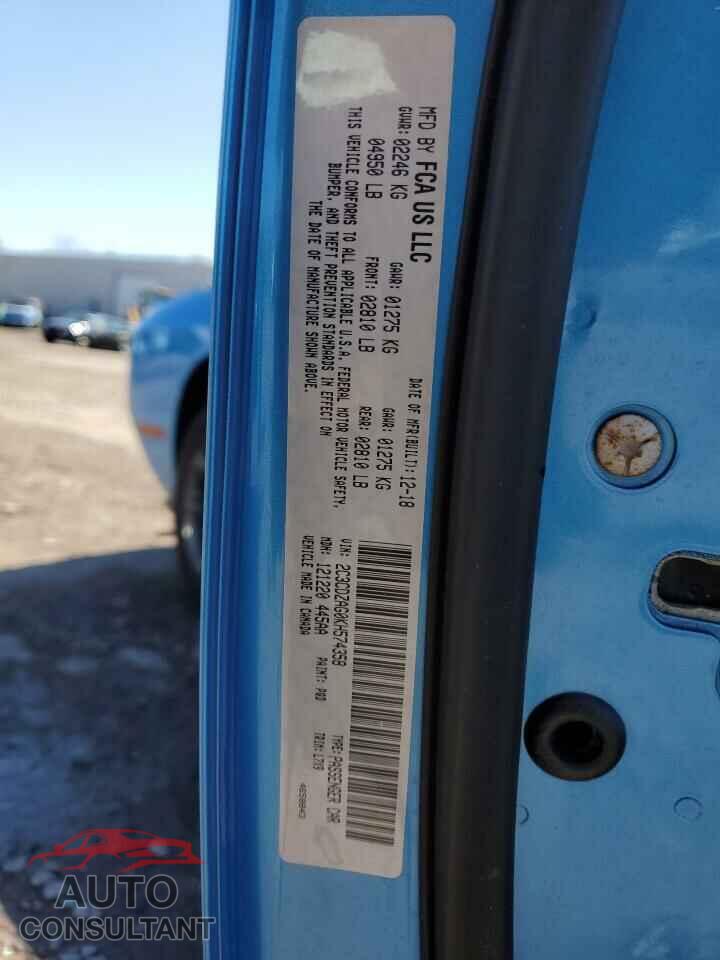 DODGE CHALLENGER 2019 - 2C3CDZAG0KH574358