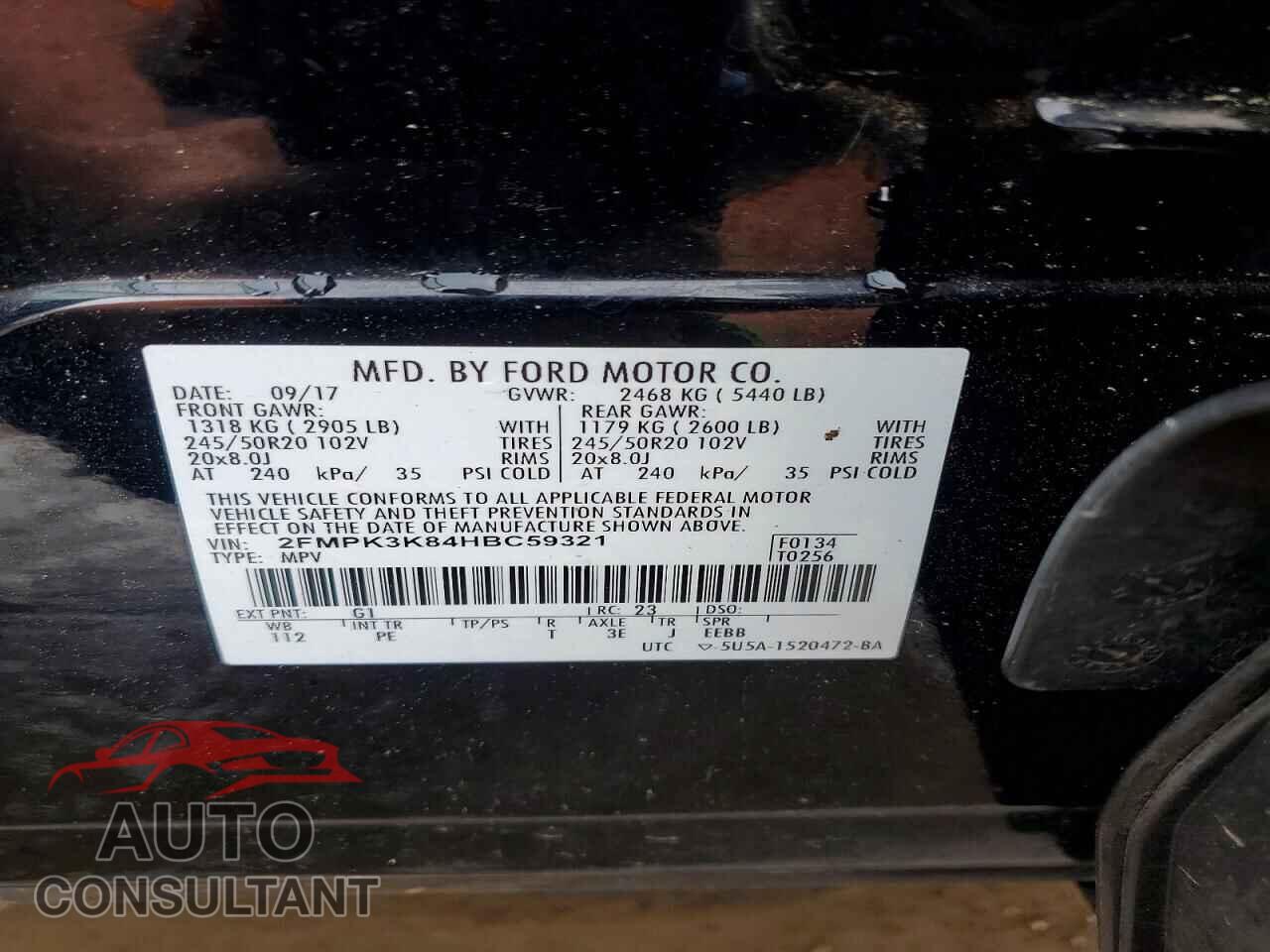 FORD EDGE 2017 - 2FMPK3K84HBC59321