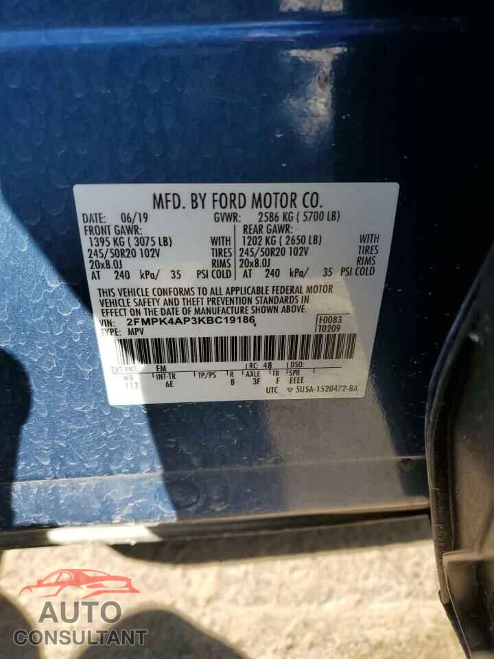 FORD EDGE 2019 - 2FMPK4AP3KBC19186