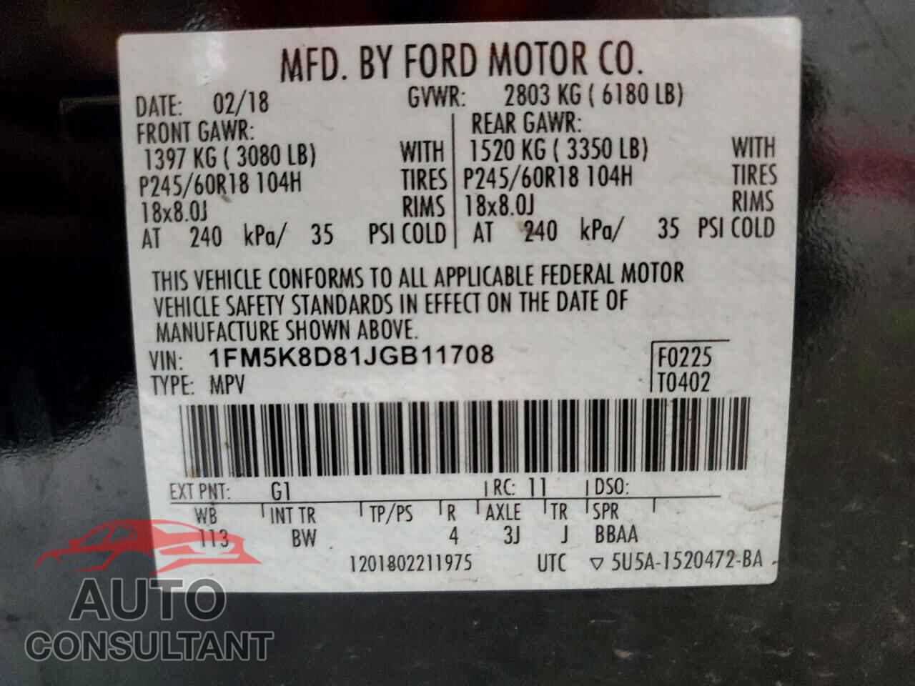 FORD EXPLORER 2018 - 1FM5K8D81JGB11708
