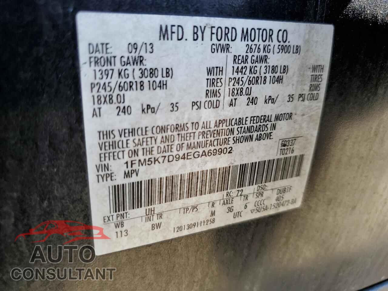 FORD EXPLORER 2014 - 1FM5K7D94EGA69902