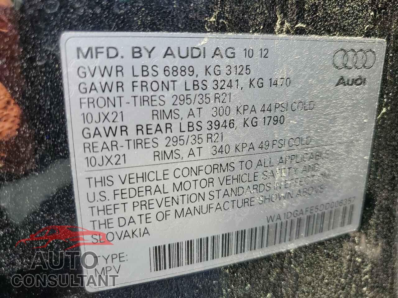 AUDI Q7 2013 - WA1DGAFE5DD006357