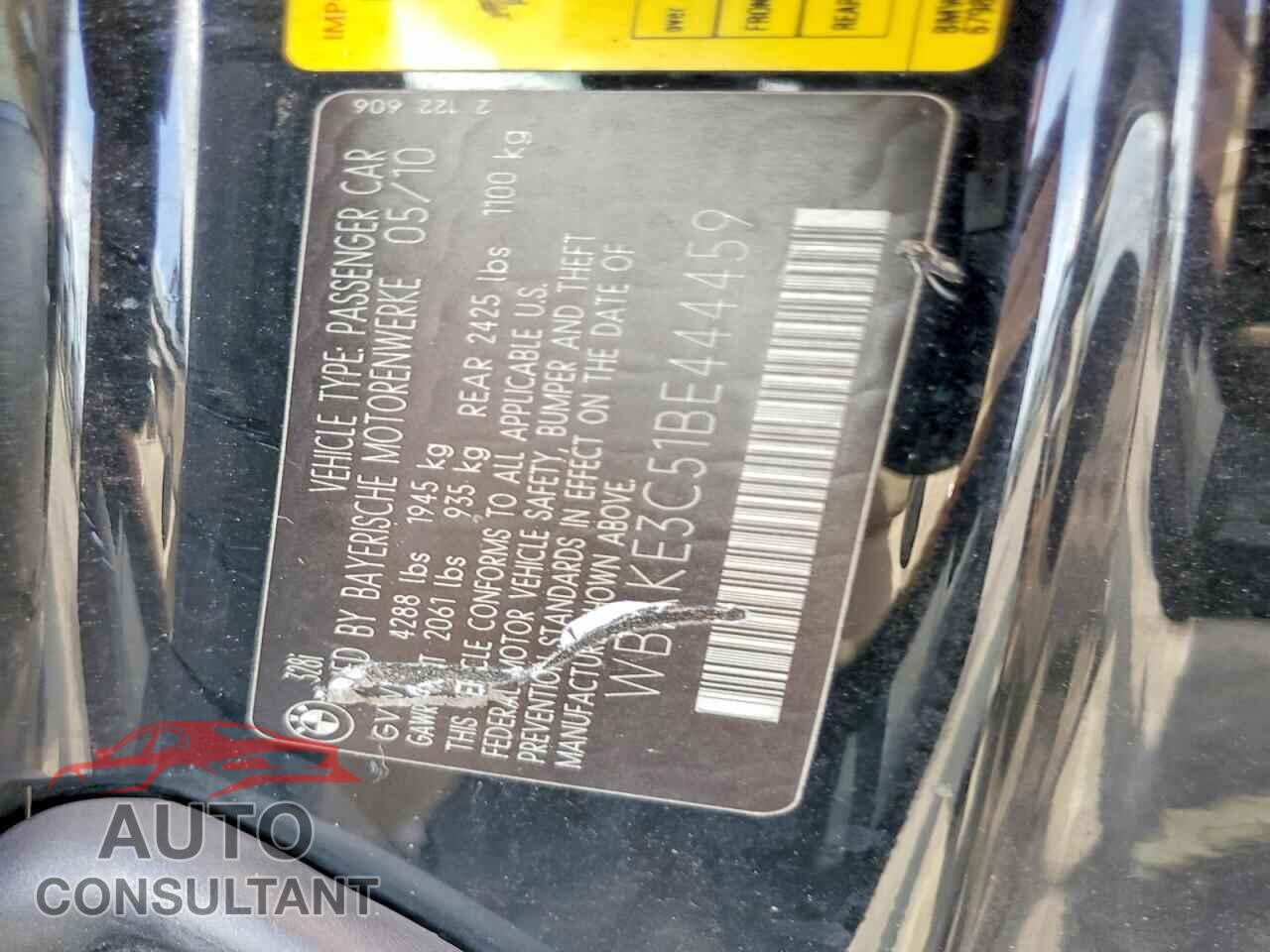 BMW 3 SERIES 2011 - WBAKE3C51BE444459