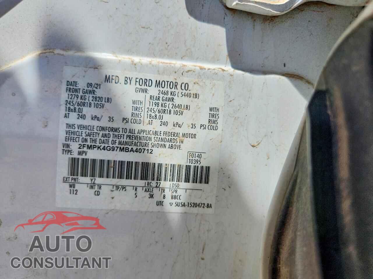 FORD EDGE 2021 - 2FMPK4G97MBA40712