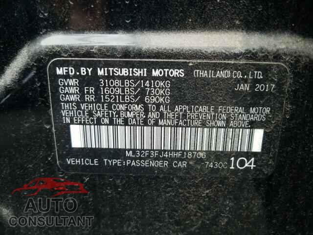 MITSUBISHI MIRAGE 2017 - ML32F3FJ4HHF18706