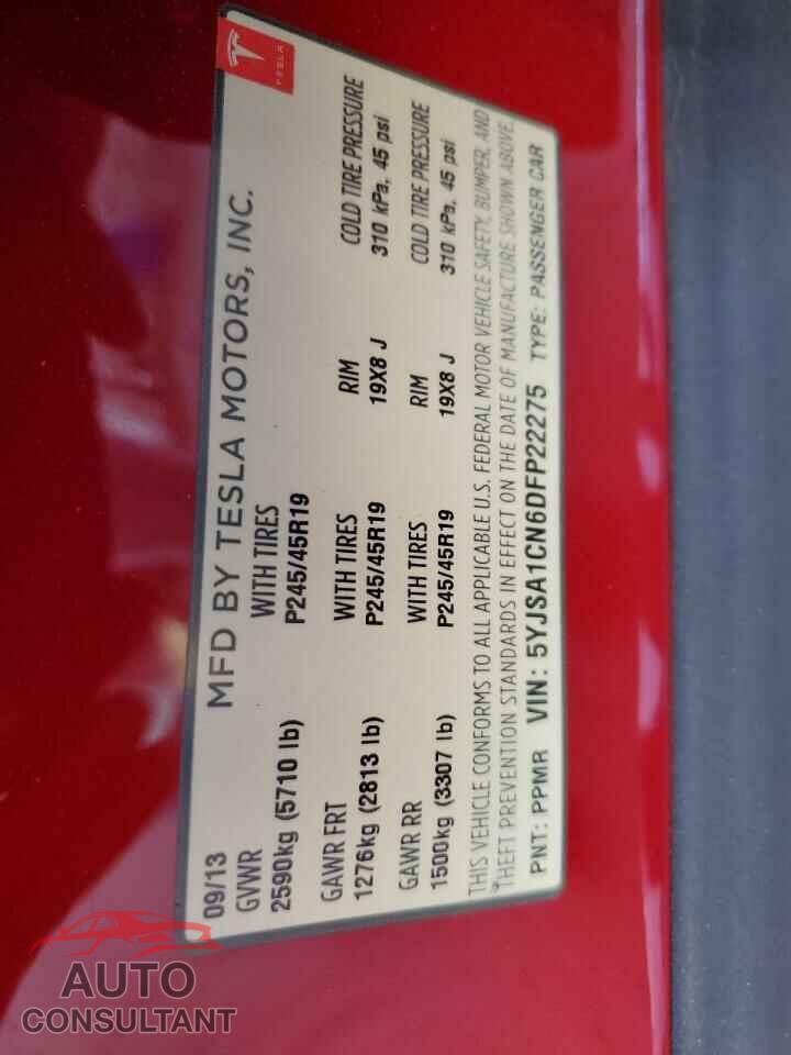 TESLA MODEL S 2013 - 5YJSA1CN6DFP22275