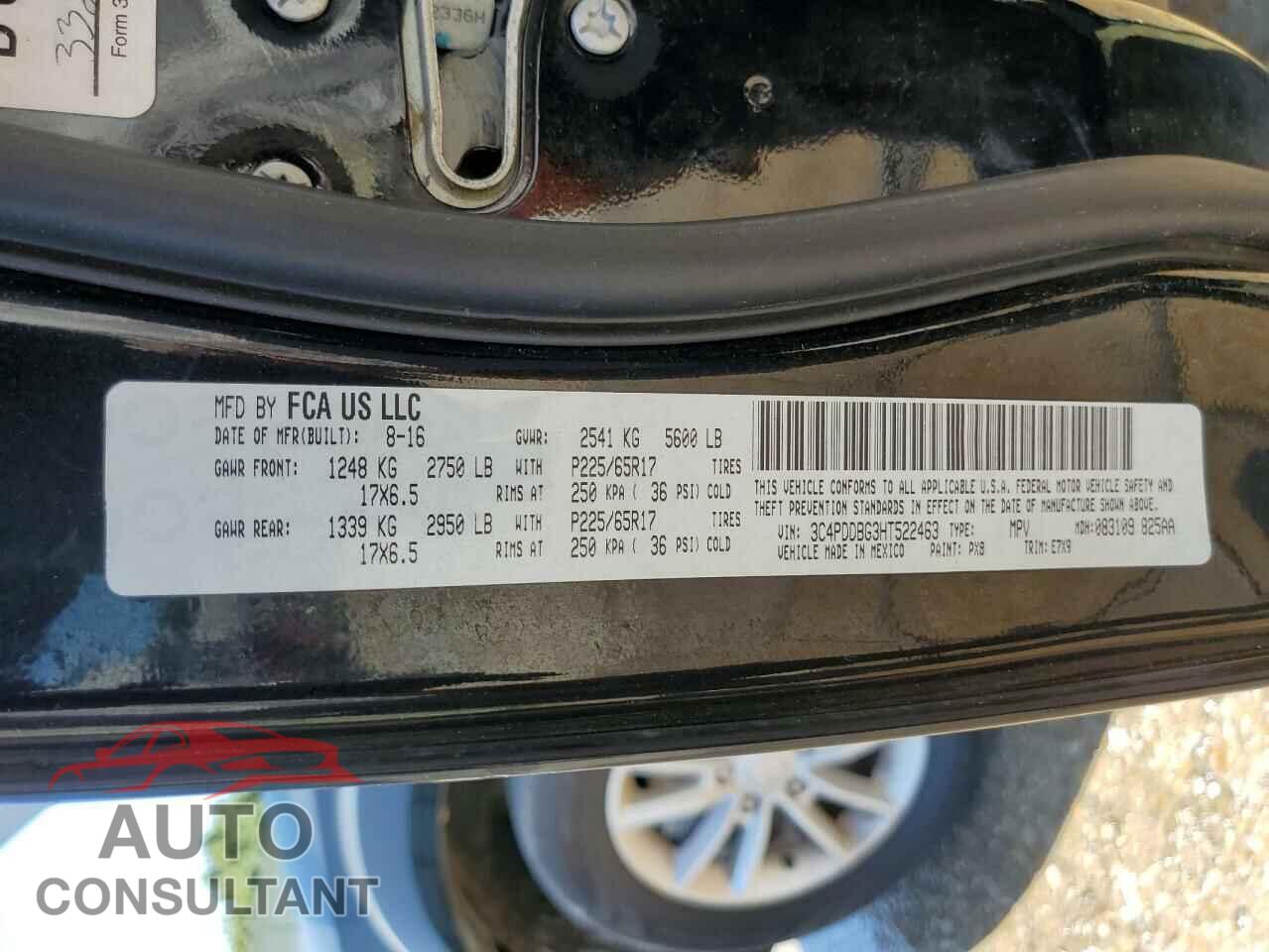DODGE JOURNEY 2017 - 3C4PDDBG3HT522463