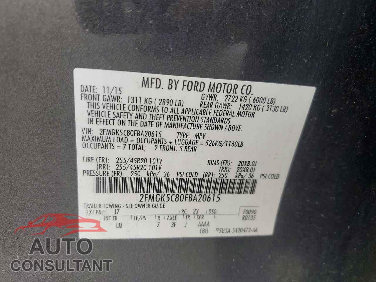 FORD FLEX 2015 - 2FMGK5C80FBA20615