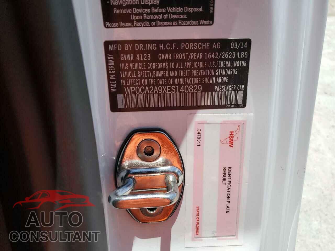 PORSCHE 911 2014 - WP0CA2A9XES140829