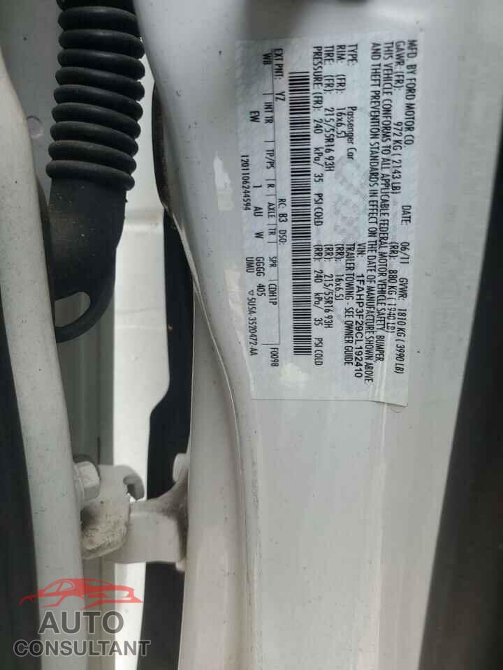 FORD FOCUS 2012 - 1FAHP3F29CL192410