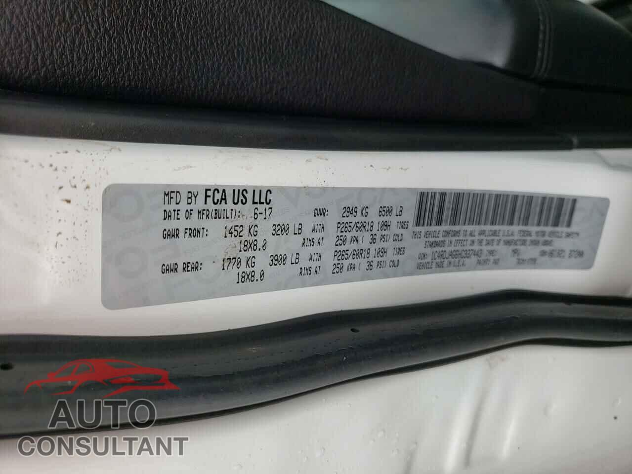 DODGE DURANGO 2017 - 1C4RDJAG6HC937443