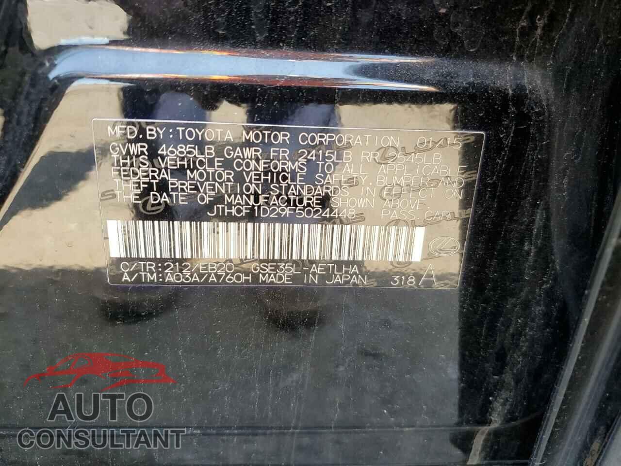 LEXUS IS 2015 - JTHCF1D29F5024448