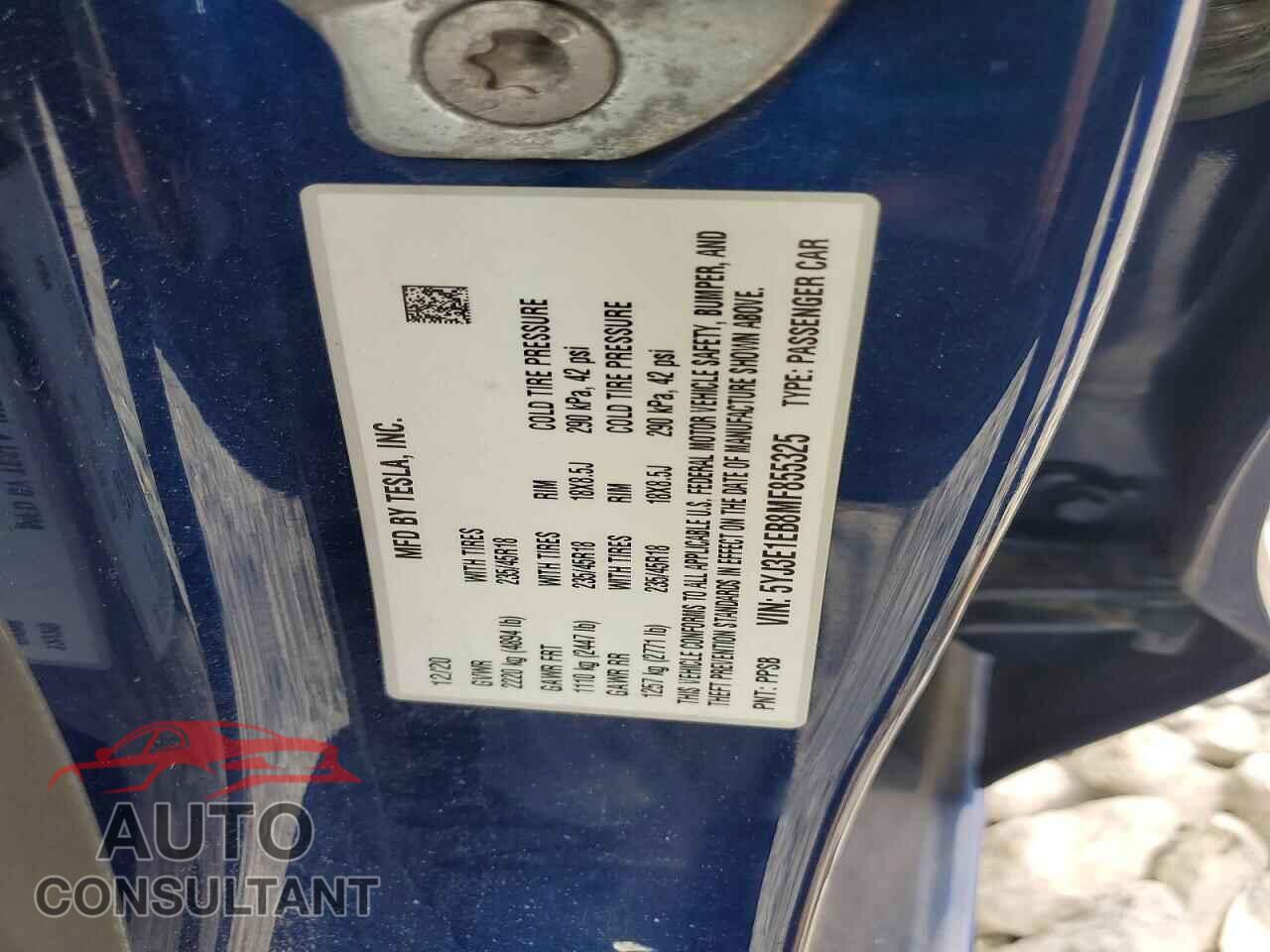 TESLA MODEL 3 2021 - 5YJ3E1EB8MF855325