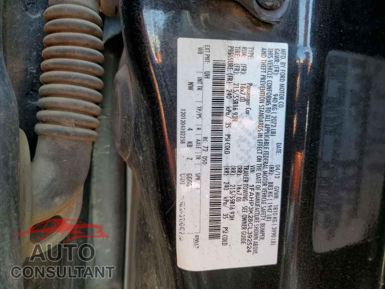 FORD FOCUS 2012 - 1FAHP3K28CL392524