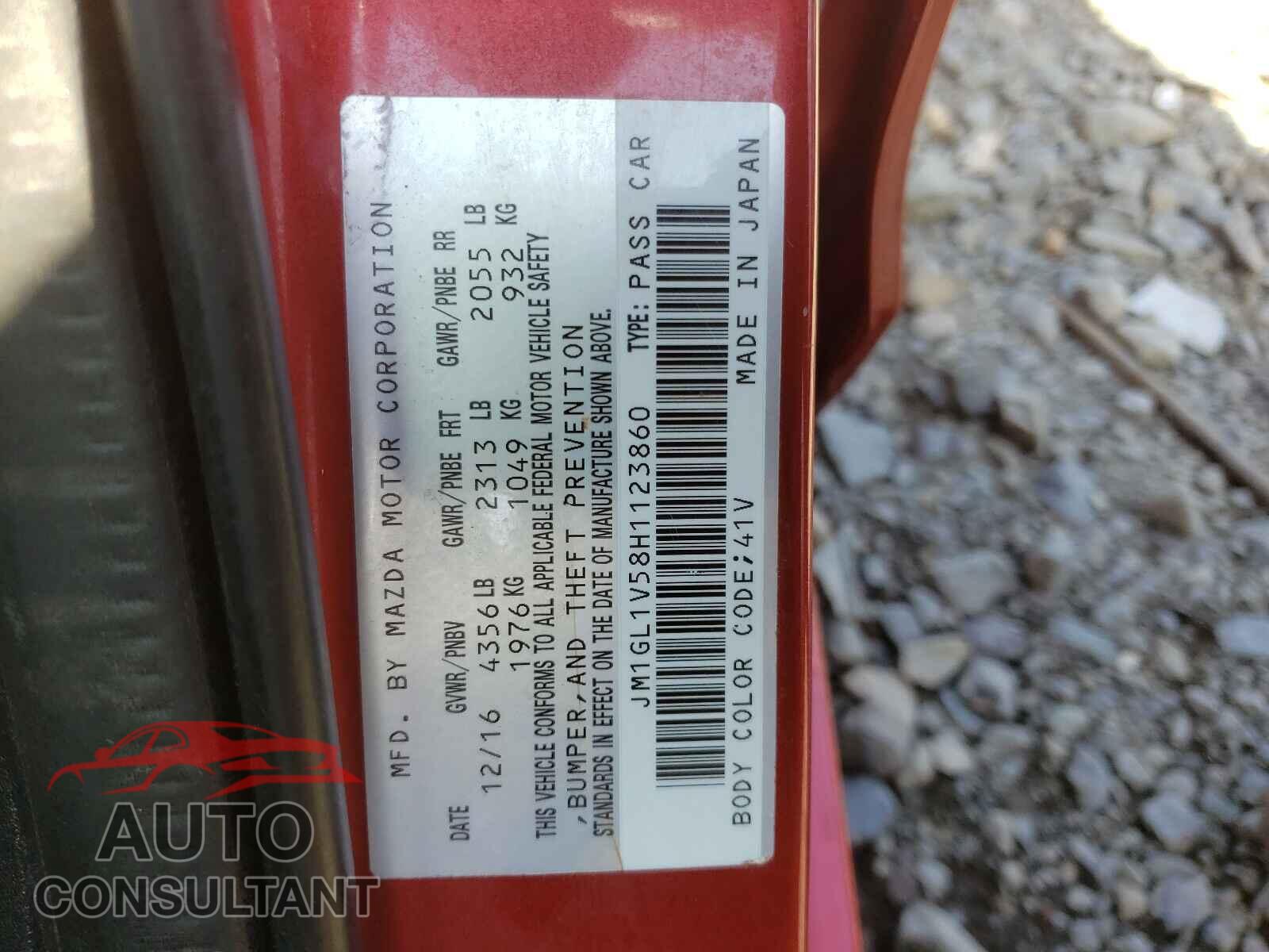 MAZDA 6 2017 - JM1GL1V58H1123860