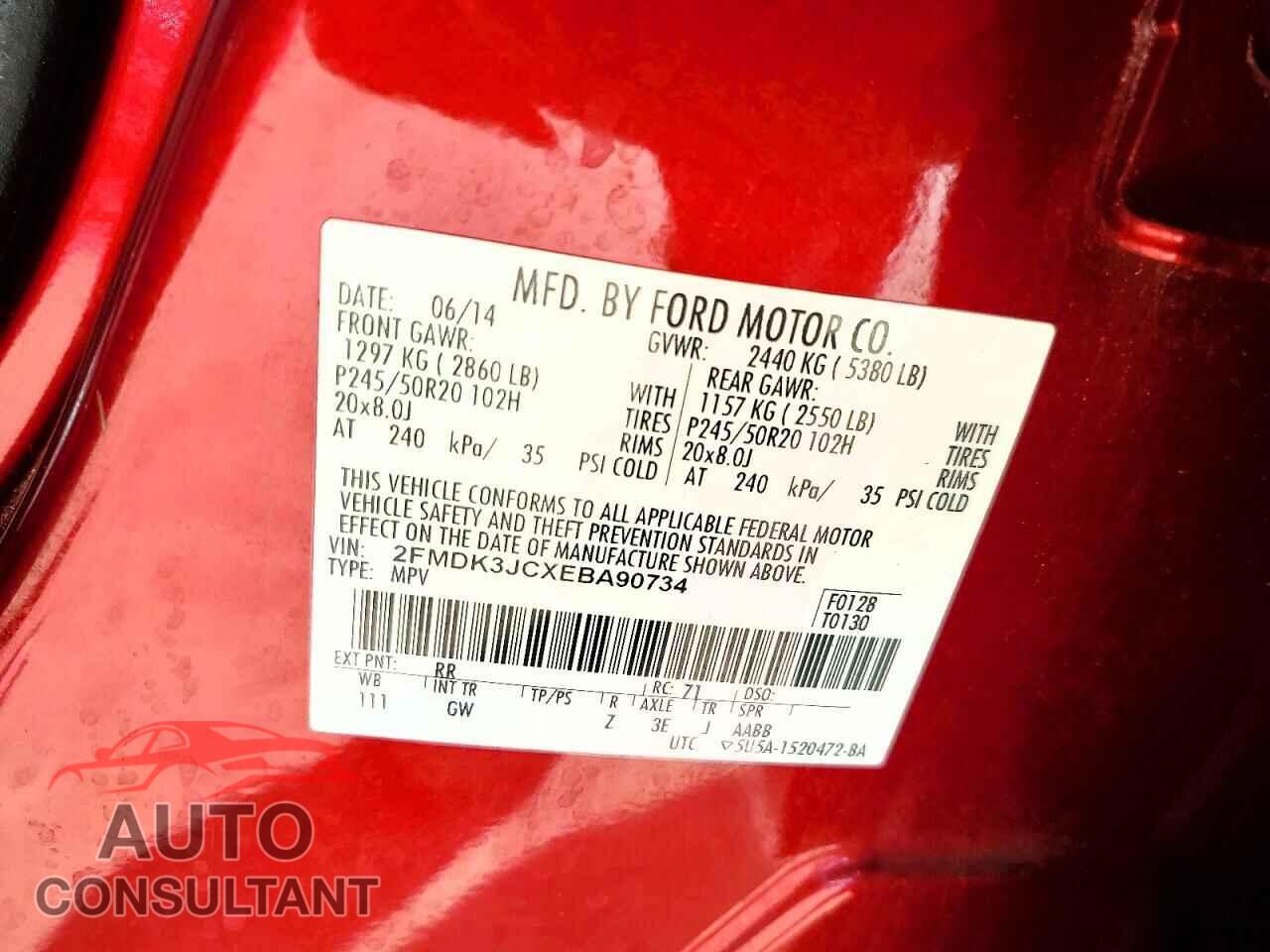 FORD EDGE 2014 - 2FMDK3JCXEBA90734