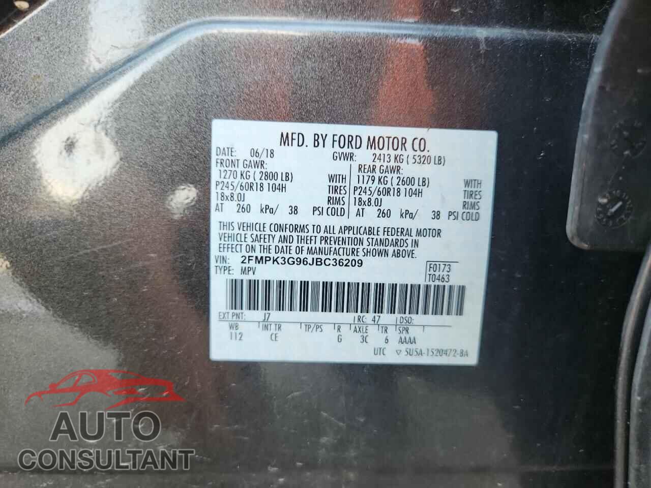 FORD EDGE 2018 - 2FMPK3G96JBC36209