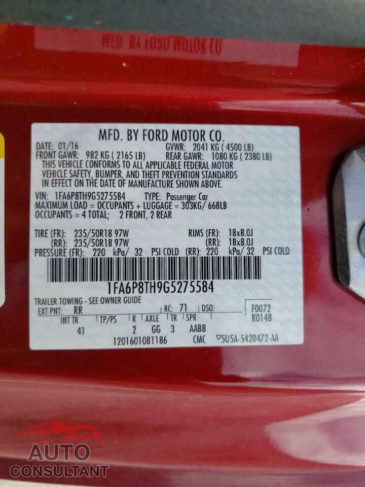 FORD MUSTANG 2016 - 1FA6P8TH9G5275584