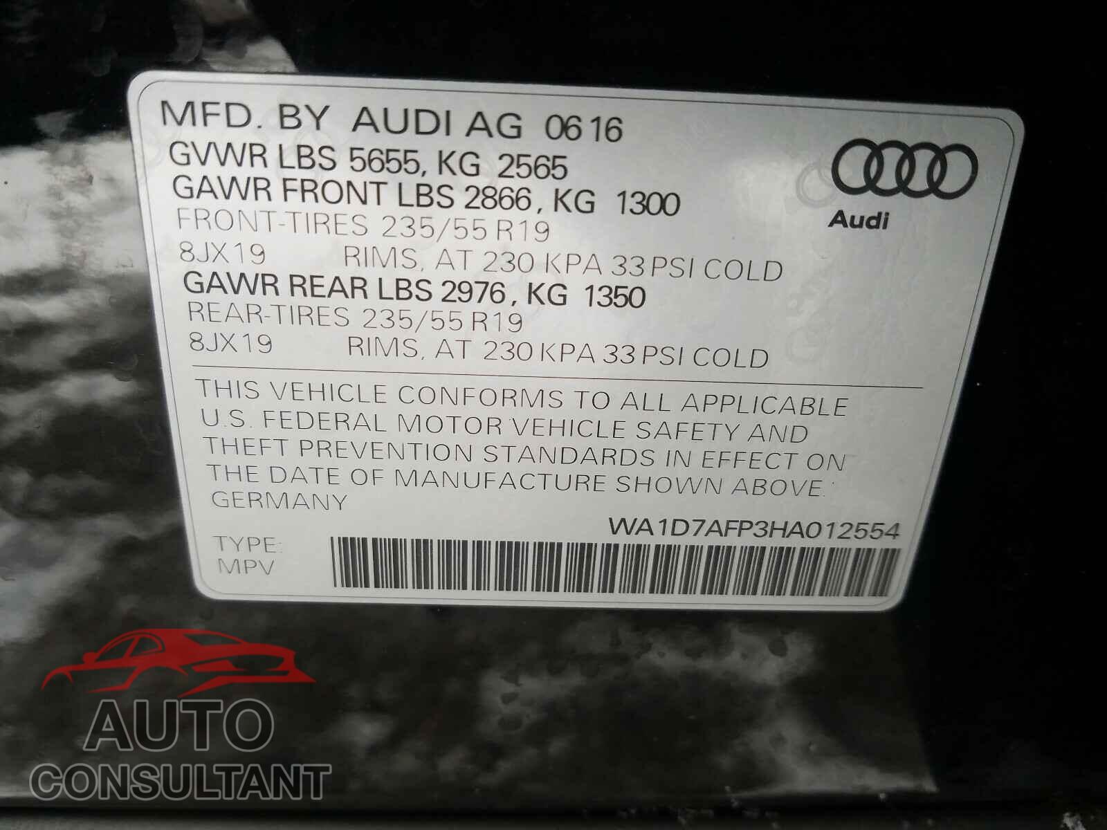 AUDI Q5 2017 - WA1D7AFP3HA012554