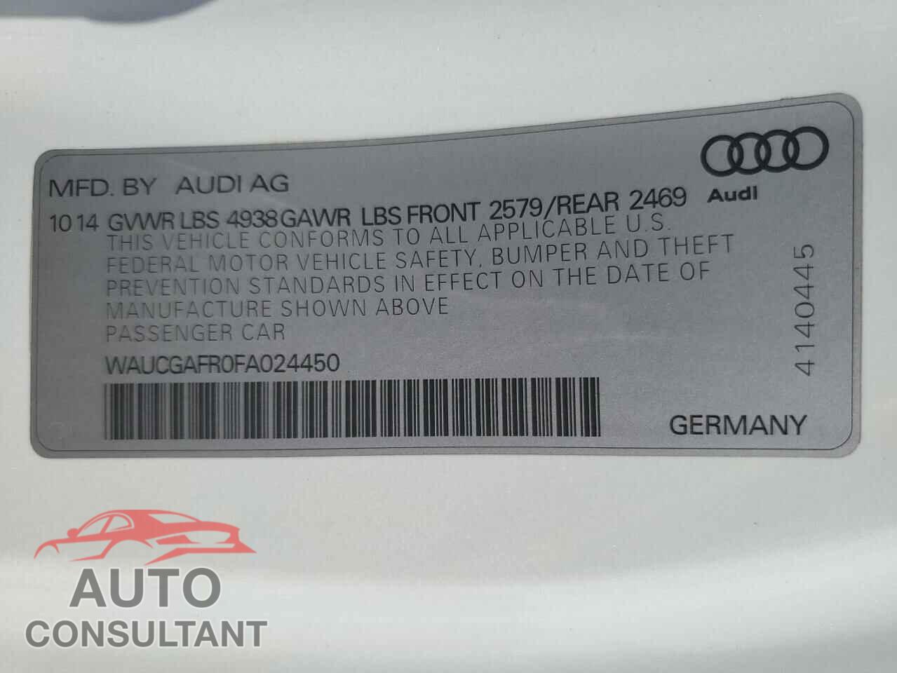 AUDI S5/RS5 2015 - WAUCGAFR0FA024450