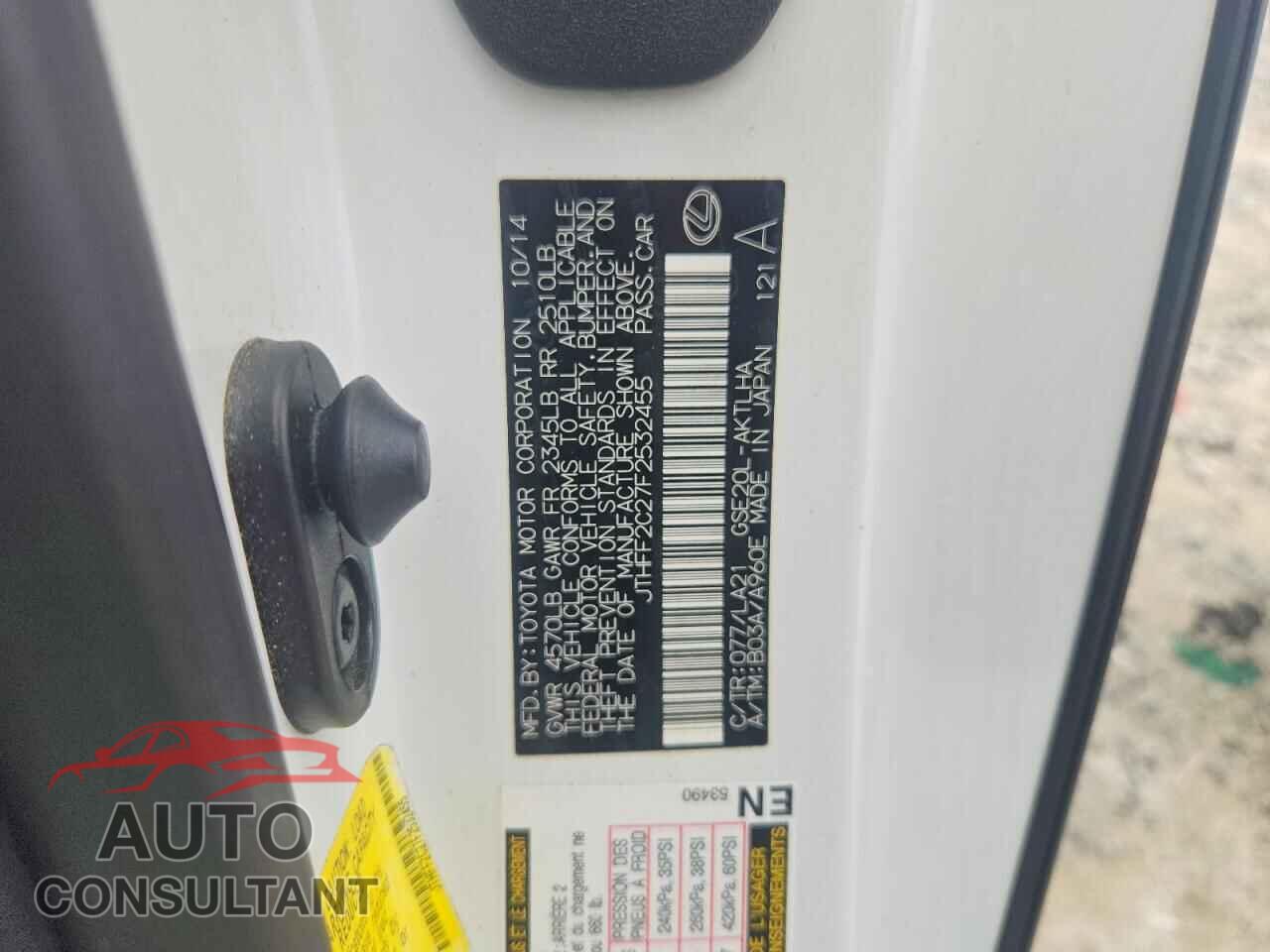 LEXUS IS 2015 - JTHFF2C27F2532455
