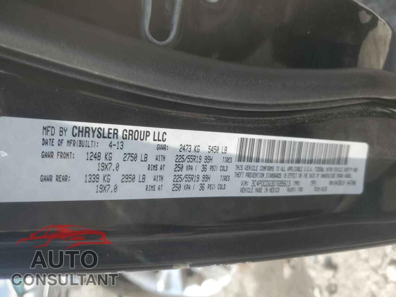 DODGE JOURNEY 2013 - 3C4PDCDG3DT695613
