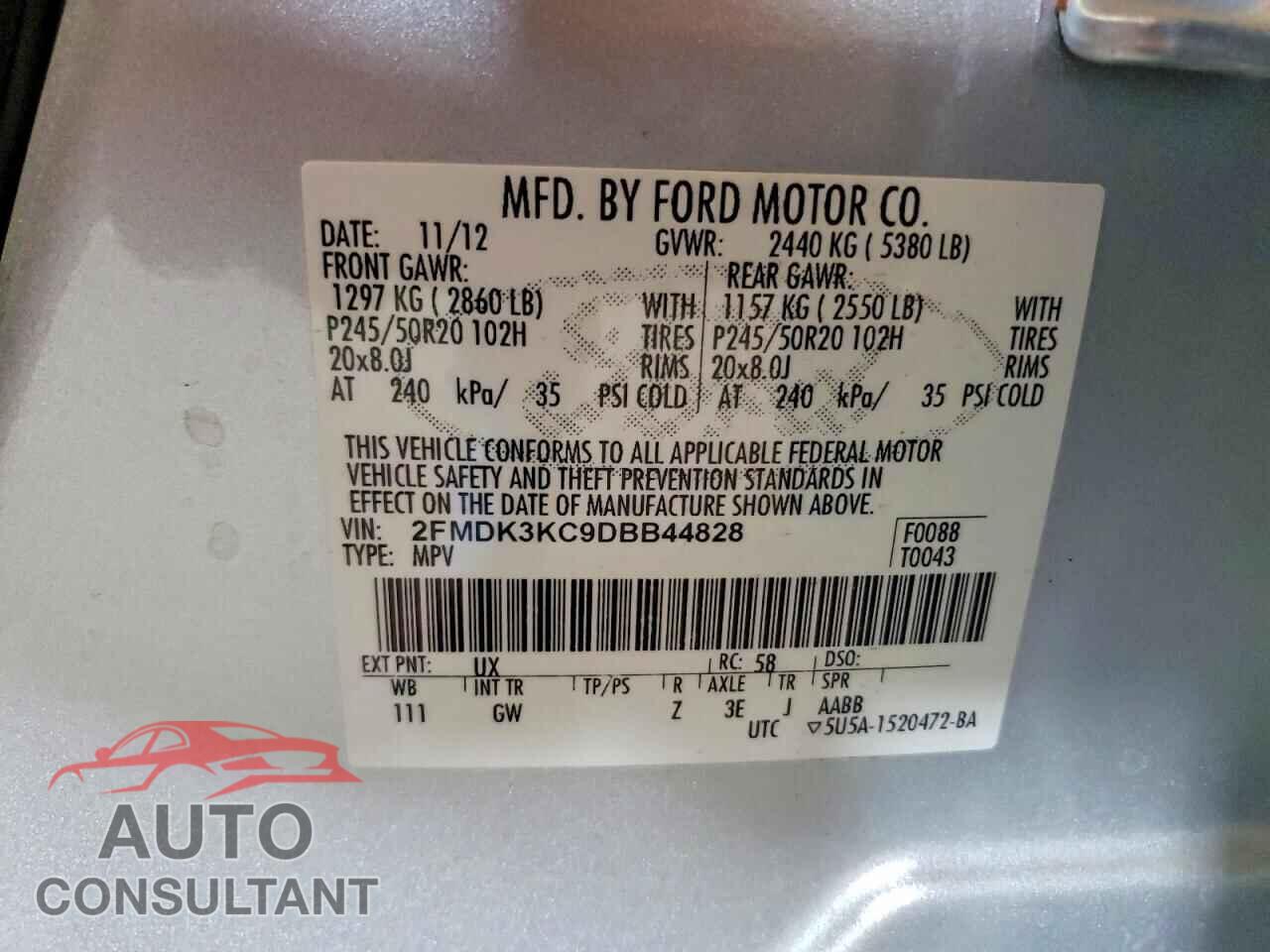 FORD EDGE 2013 - 2FMDK3KC9DBB44828