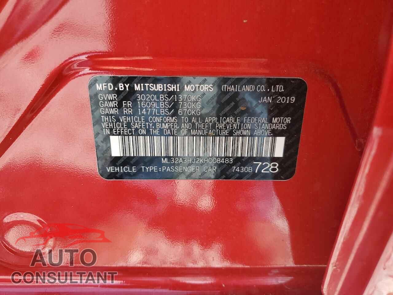 MITSUBISHI MIRAGE 2019 - ML32A3HJ2KH008483