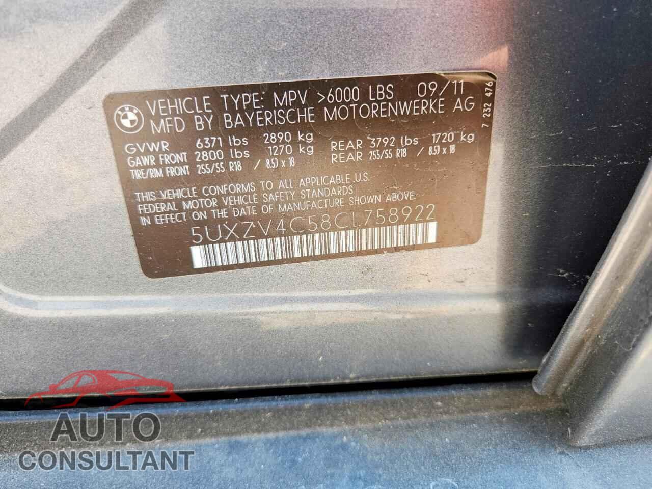 BMW X5 2012 - 5UXZV4C58CL758922