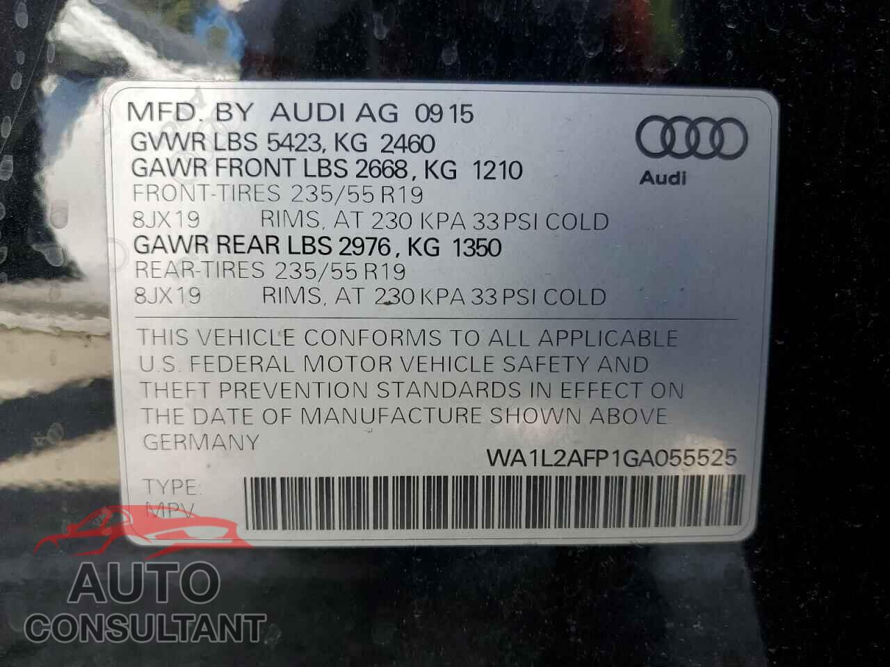 AUDI Q5 2016 - WA1L2AFP1GA055525