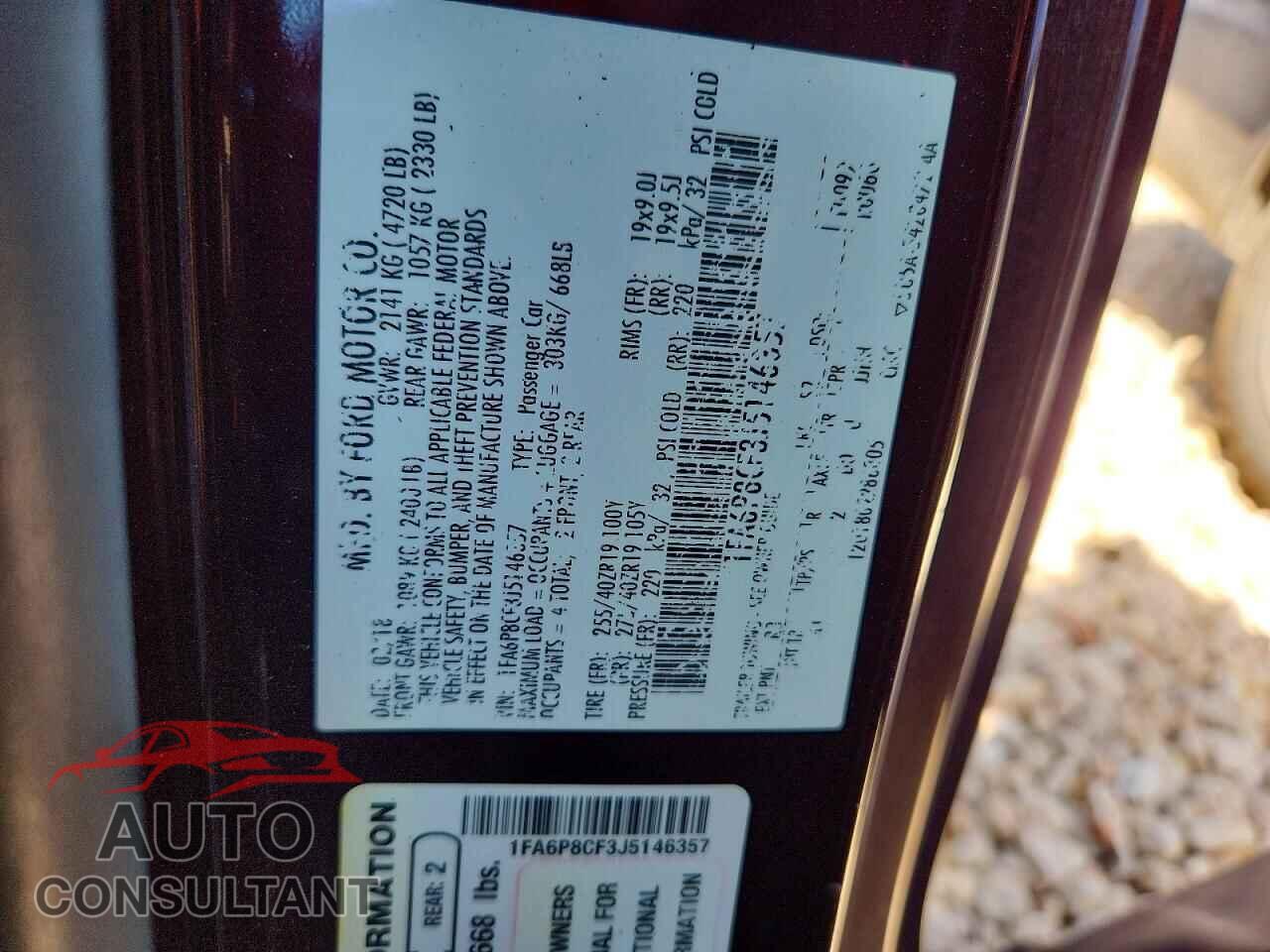 FORD MUSTANG 2018 - 1FA6P8CF3J5146357