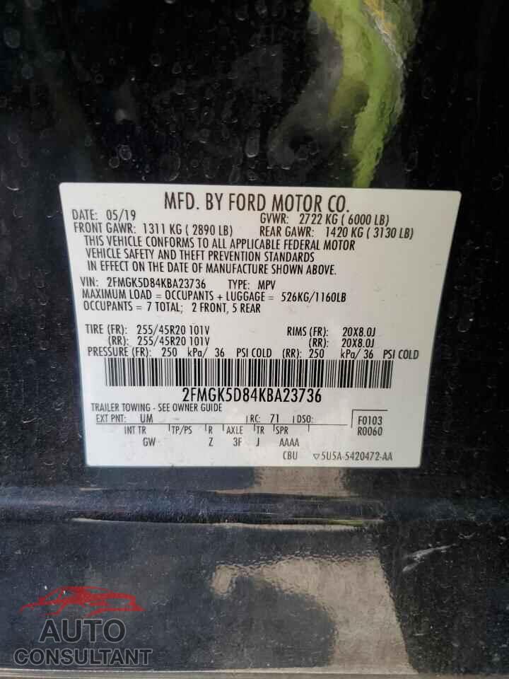 FORD FLEX 2019 - 2FMGK5D84KBA23736