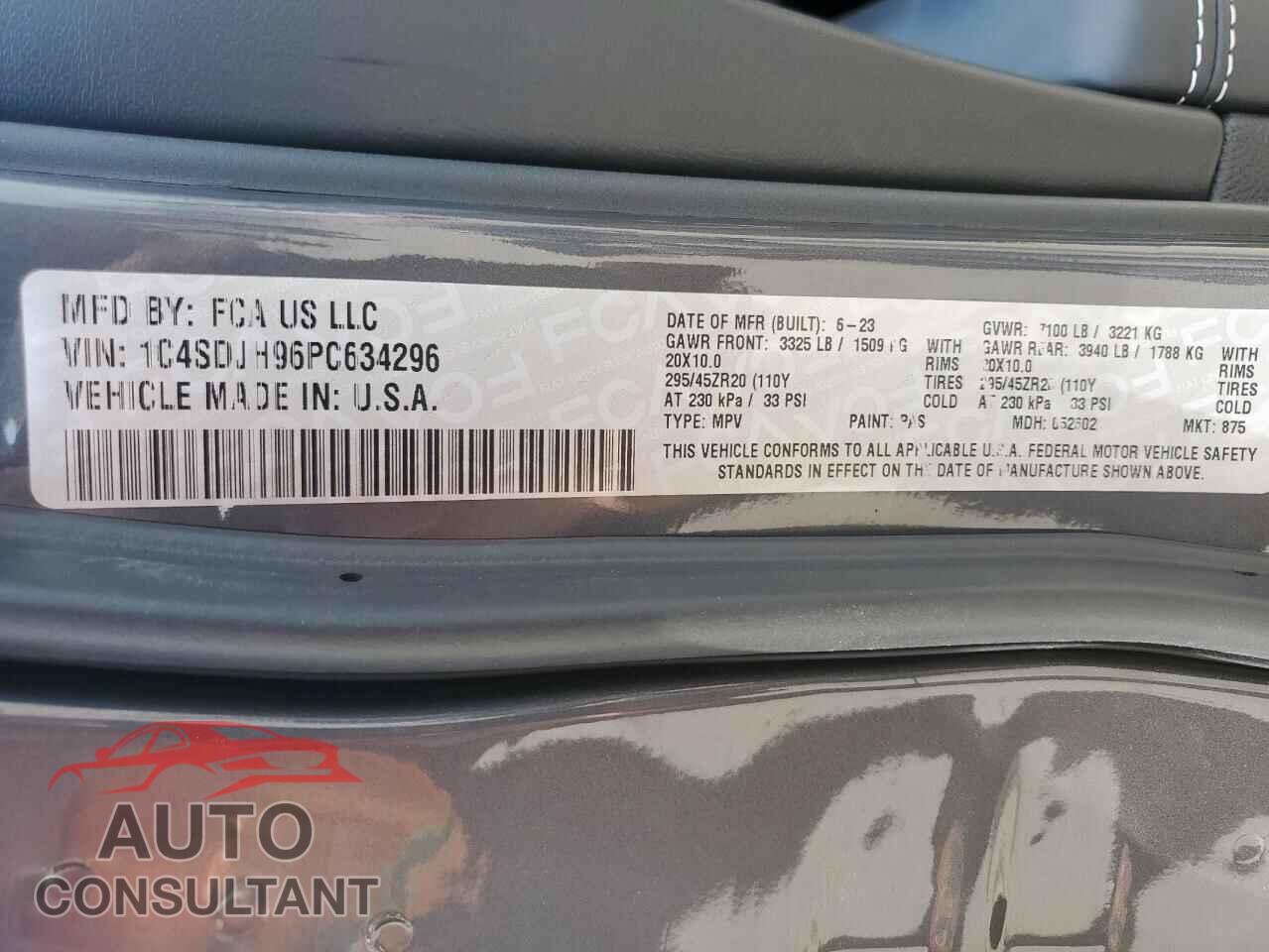 DODGE DURANGO 2023 - 1C4SDJH96PC634296