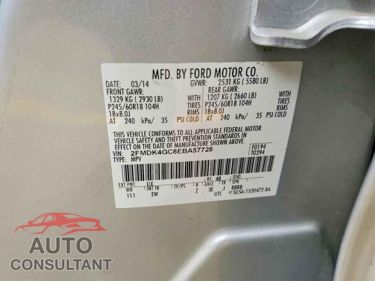 FORD EDGE 2014 - 2FMDK4GC8EBA57728