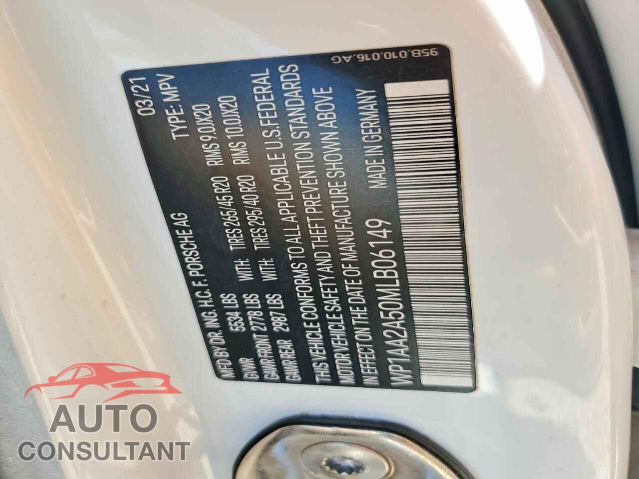 PORSCHE MACAN 2021 - WP1AA2A50MLB06149