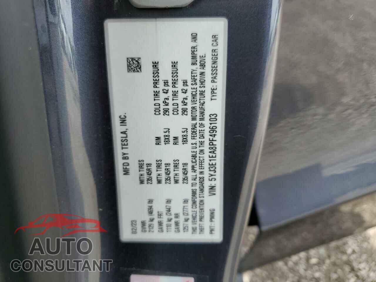 TESLA MODEL 3 2023 - 5YJ3E1EA8PF496103