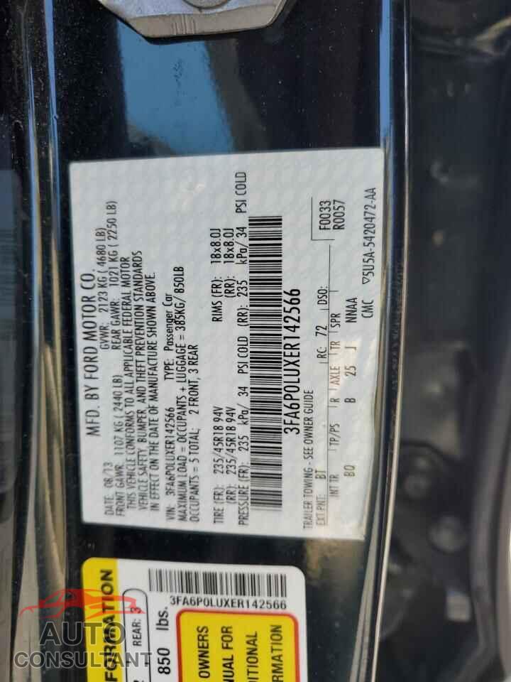 FORD FUSION 2014 - 3FA6P0LUXER142566