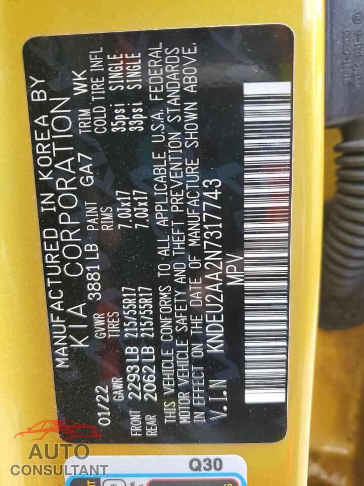 KIA SELTOS 2022 - KNDEU2AA2N7317743